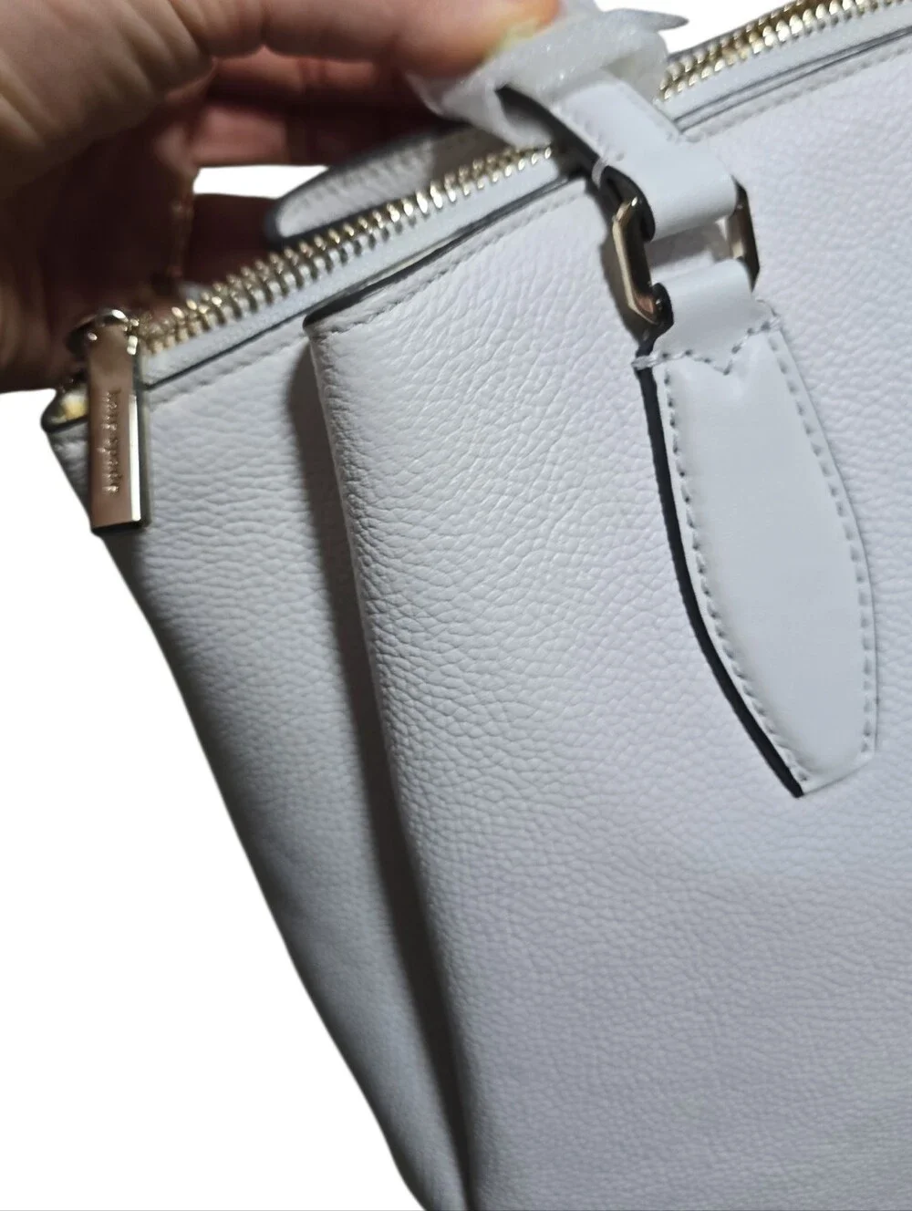 Kate Spade Monet Large Triple Compartment Tote White Dove Pebbled Leather NWT